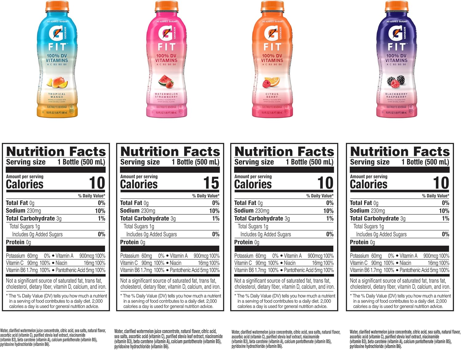 Gatorade Fit Electrolyte Beverage, Healthy Real Hydration, New 2.0 4 Flavor Variety Pack, 16.9.oz Bottles (12 Pack) - Image 3